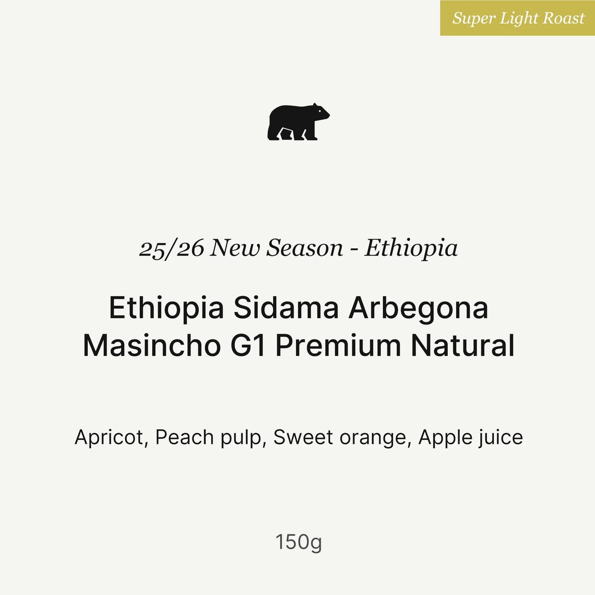 Ethiopia Sidama Arbegona Masincho G1 Premium Natural, Big Sur | 150g