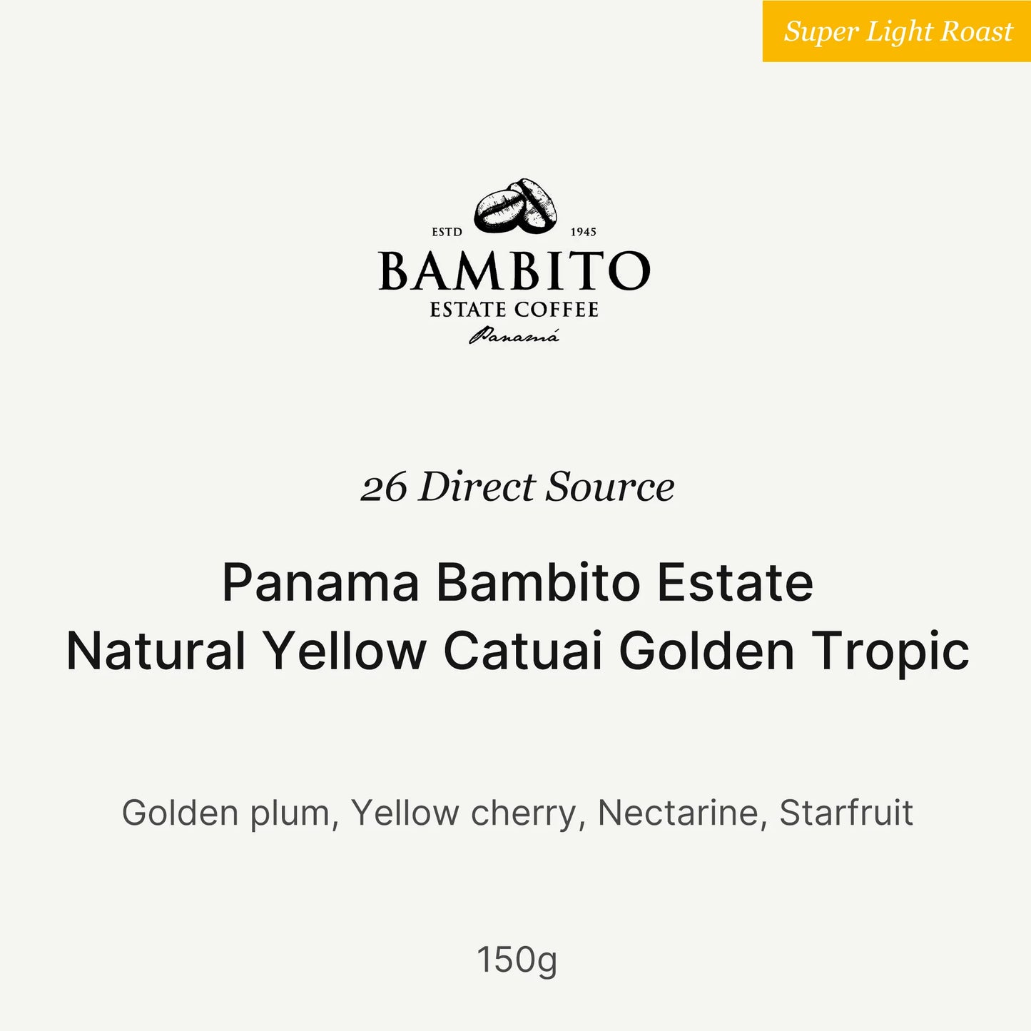 Panama Bambito Estate Natural Yellow Catuai Golden Tropic, Big Sur | 150g
