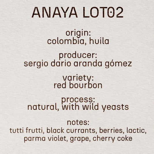 ANAYA LOT 02- Colombia, Still | 100g