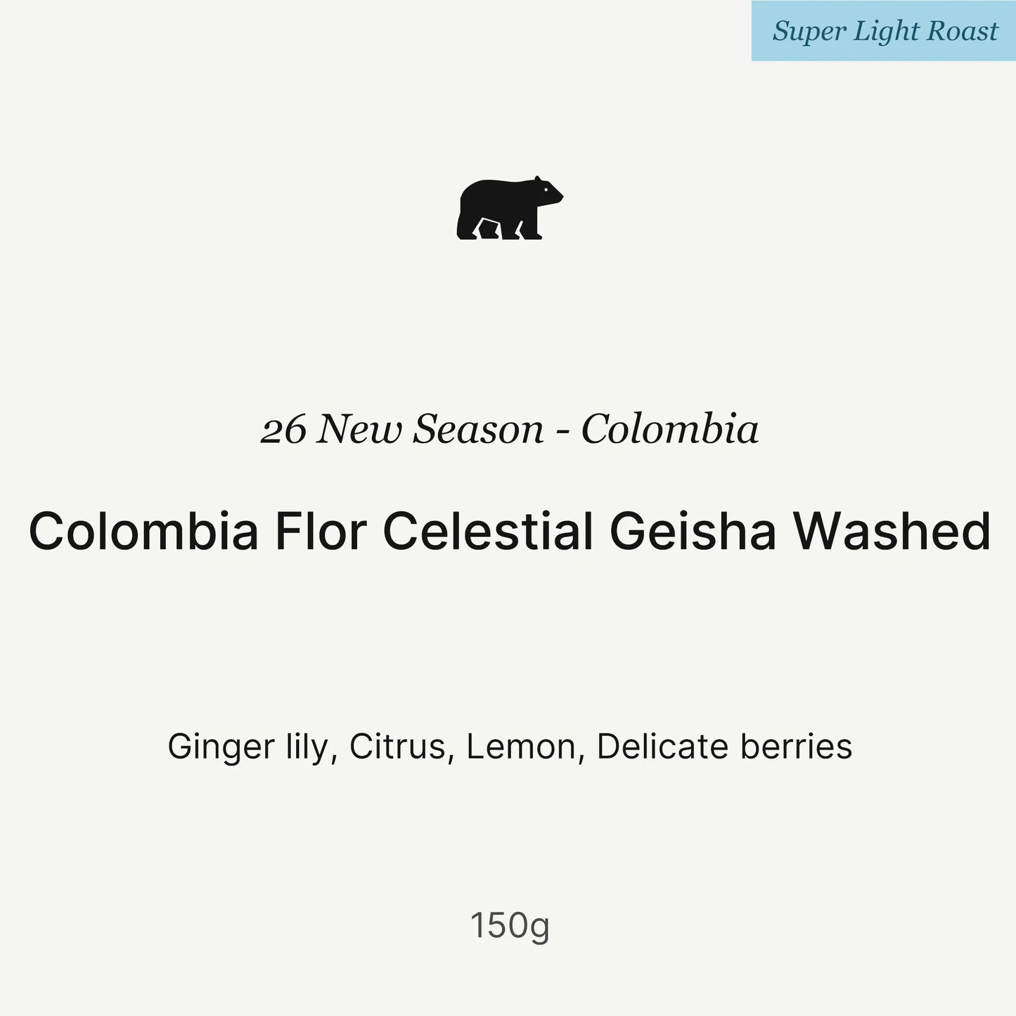Colombia Huila Flor Celestial Geisha Washed 25/26, Big Sur | 150g